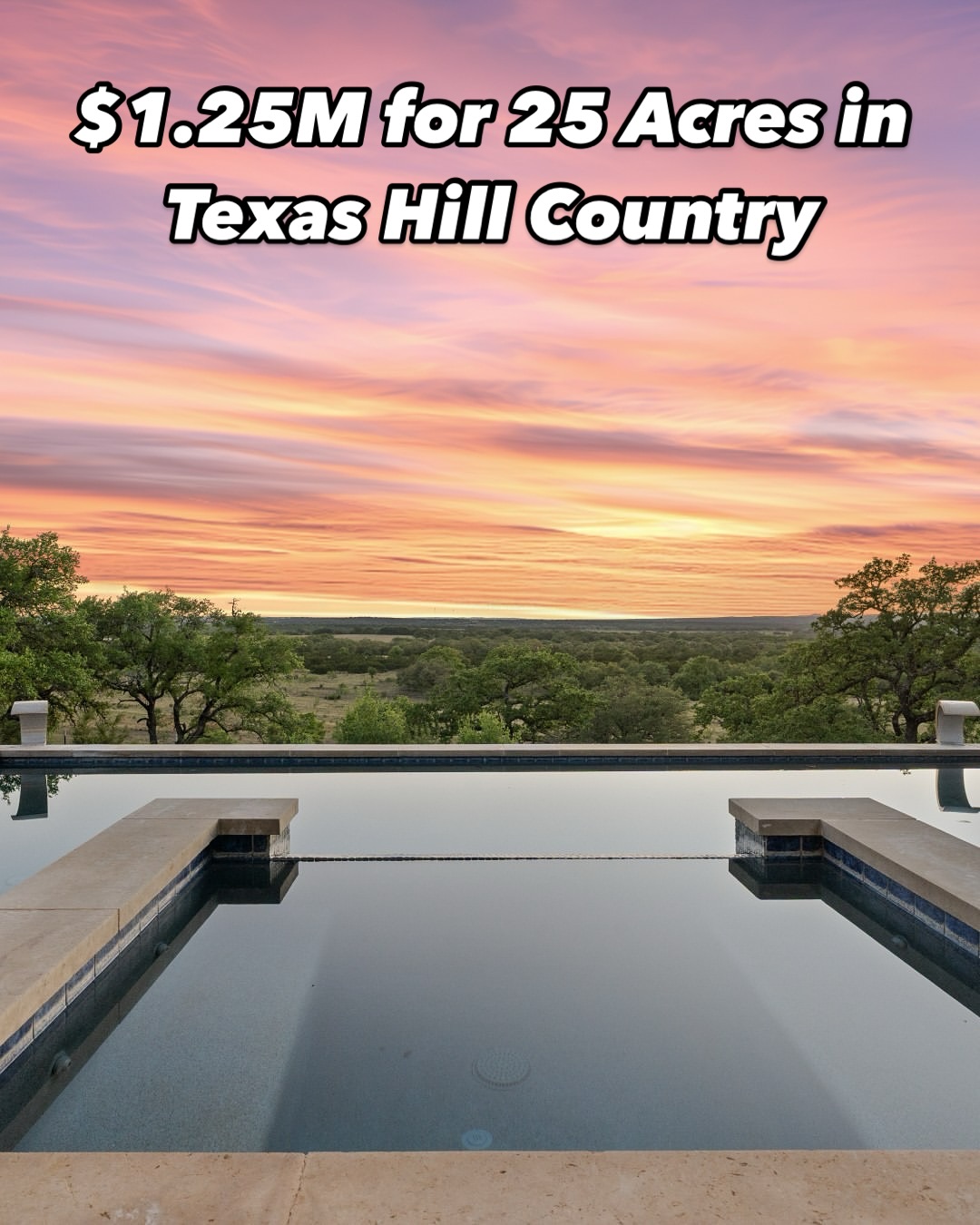 Instagram post by @dreamhomesoftexas for Douglas Elliman. Caption reads: Would you move to the Hill Country for these views....