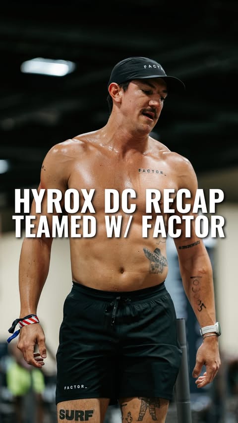 Instagram post by @r.oh.bee for Factor. Caption reads: 3 for 3 in PR’s at Hyrox DC was a dream!....