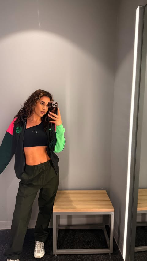 Instagram post by @kathaddad for rebel sport. Caption reads: [...] refresh - styling the Aus kit with....