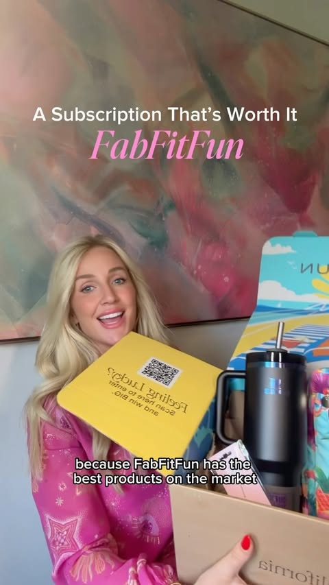 Instagram post by @happilyhughes for FabFitFun. Caption reads: [...] about the subscriptions I recommend.....