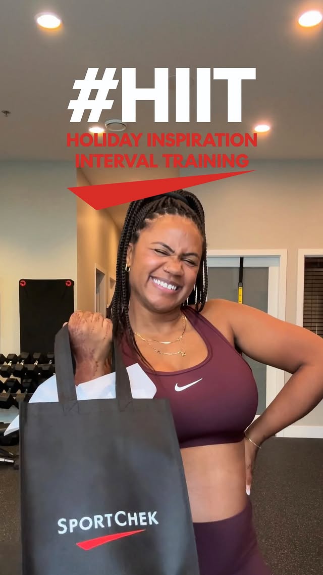 Instagram post by @healthy_with_kelsey for Sport Chek. Caption reads: [...] I’m training to Gift Like a Pro with Sport....