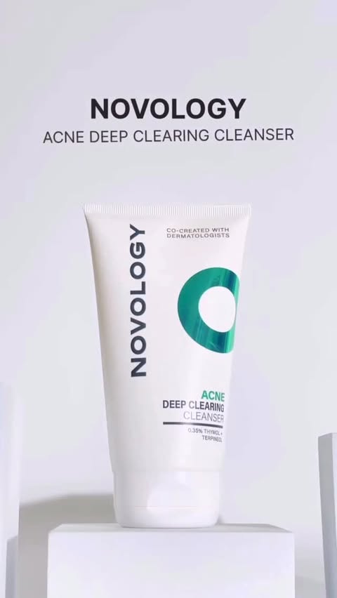 Instagram post by @navdeepthakurvlog for Novology. Caption reads: Clear skin starts with the right cleanse Novology....