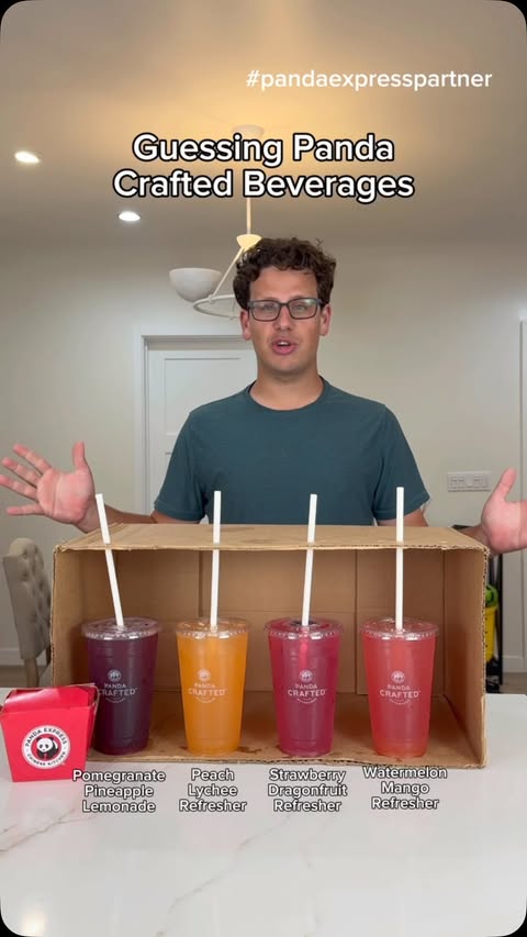 Instagram post by @michael.dicostanzo for Panda Express. Caption reads: Guessing drinks from Panda Express but they each....