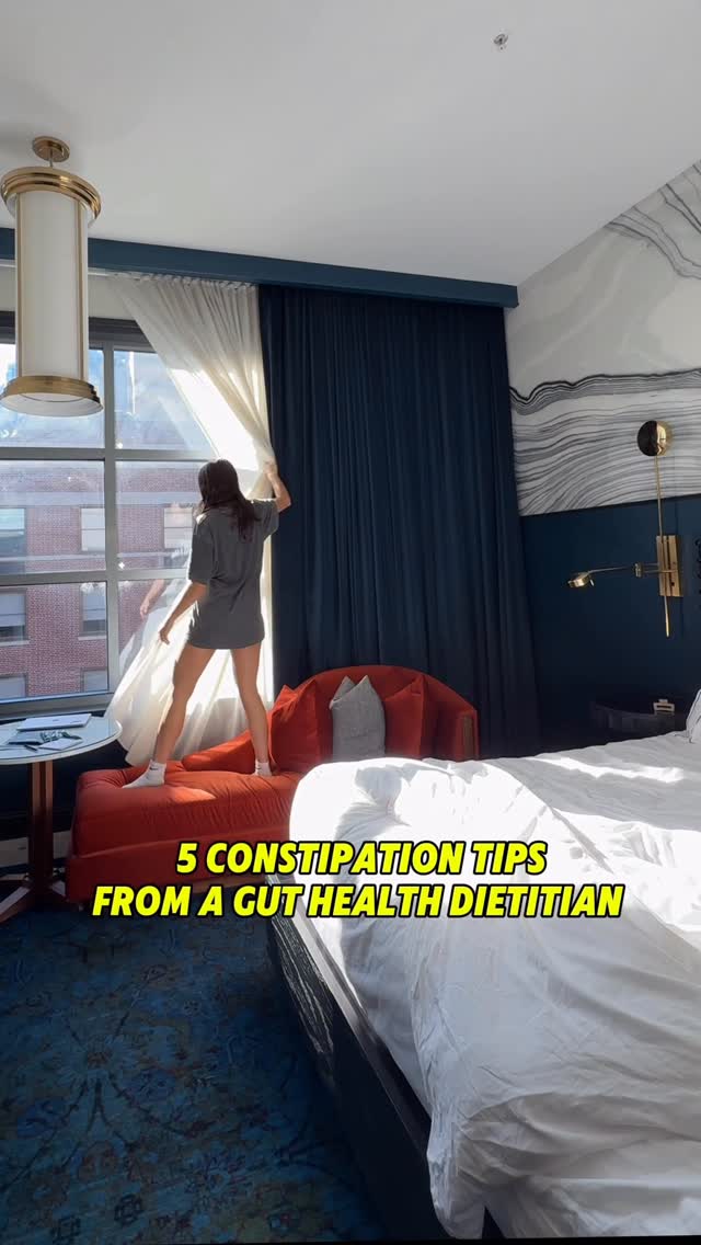 Instagram post by @dietitian.gabrielle for Supergut. Caption reads: 5 tips to try for constipation! Loved trying all....