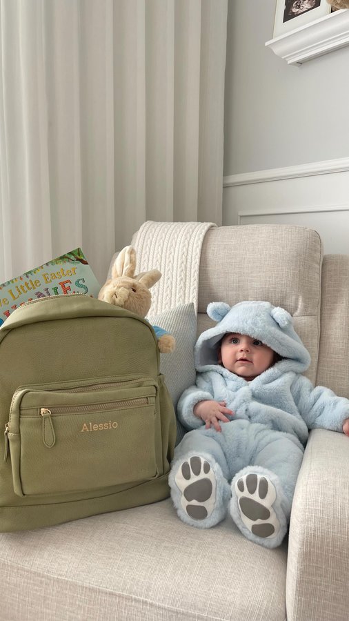 Instagram post by @azzurraluccon for Henlee. Caption reads: [...] for Alessio’s first Easter ft. the....