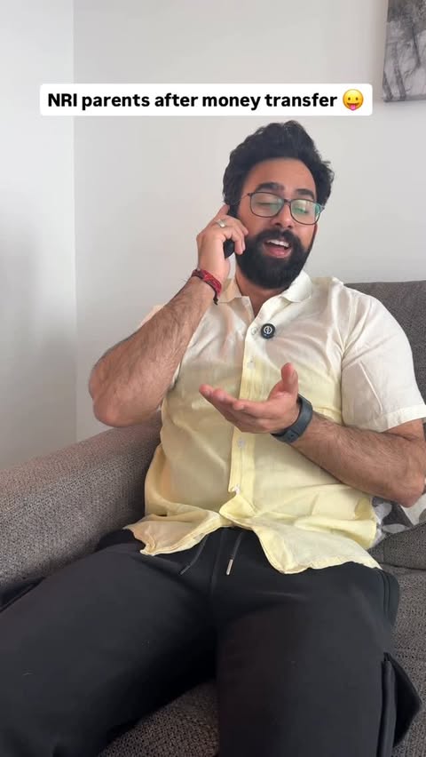 Instagram post by @kingerjoyyy for Bidel. Caption reads: NRI parents after money transfer . . [NRI, INDIANS....