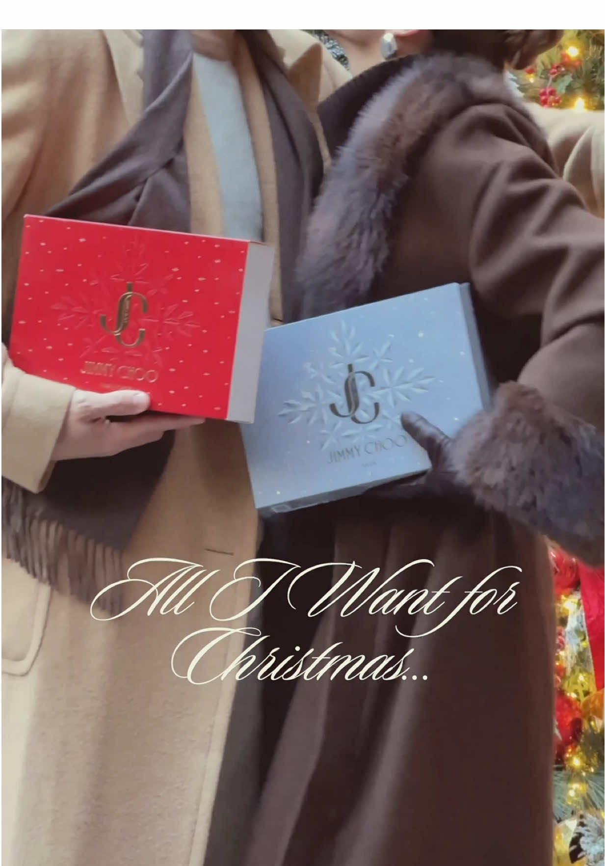 TikTok post by @laurandnicolas for Jimmy Choo. Caption reads: All I want for Christmas is… Choo. @Jimmy Choo ....