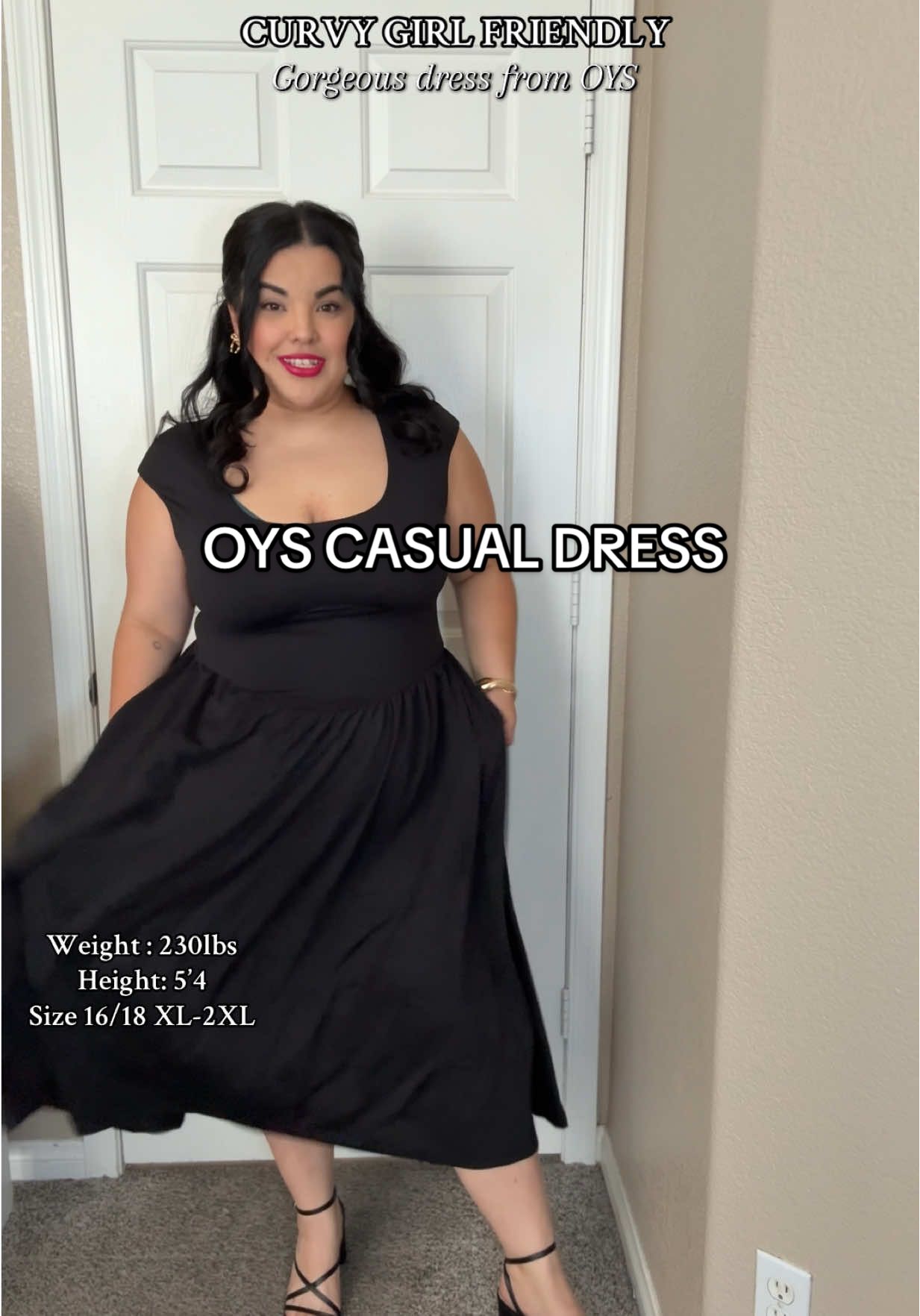 TikTok post by @anelyylopez for OYS-beauty. Caption reads: Such a gorgeous flattering dress 🖤 @OYS-beauty....