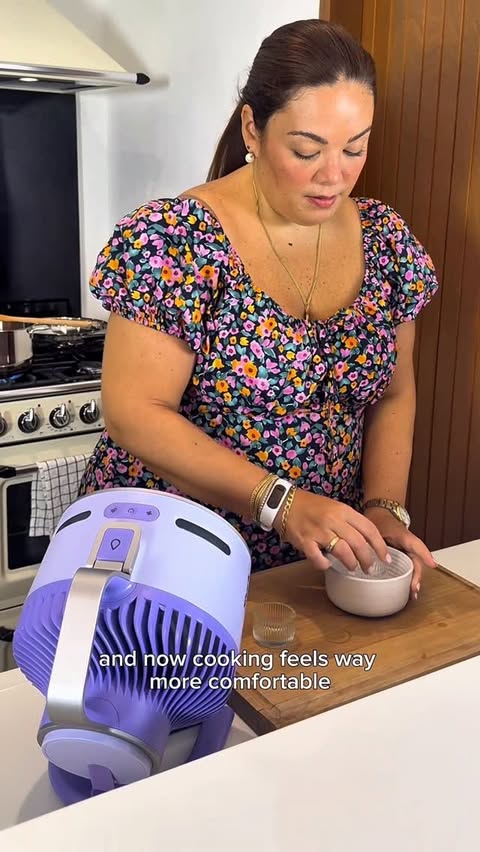 Instagram post by @geri.lamata for SharkNinja. Caption reads: [...] cooking in the heat?? HARD PASS. The....