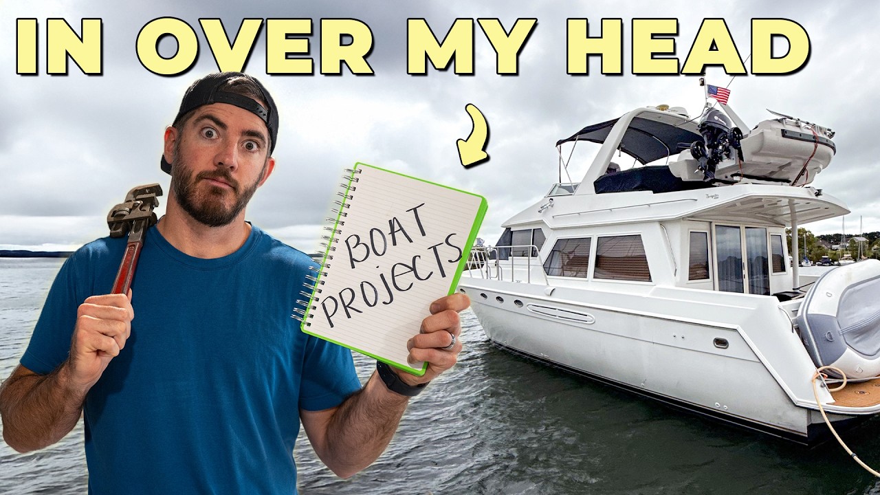 YouTube post by @MathersOnTheMap for OutdoorMaster. Caption reads: Our Boat Is Taking On Water...Tackling Our Long....