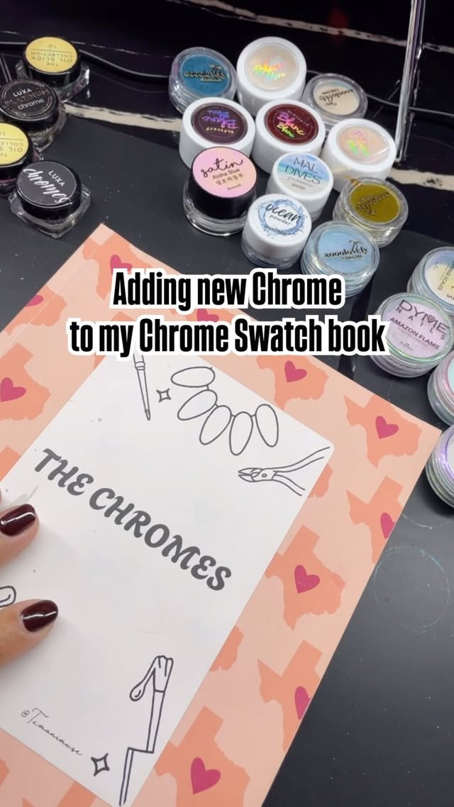 Instagram post by @txmanimuse for Rollo. Caption reads: [...] chromes to my swatch book 🤩 💅🏽 🖨️ @rollo....