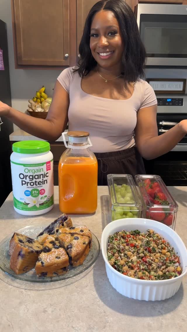 Instagram post by @eatwell.withlex for Orgain. Caption reads: This week’s meal prep was all about keeping it....