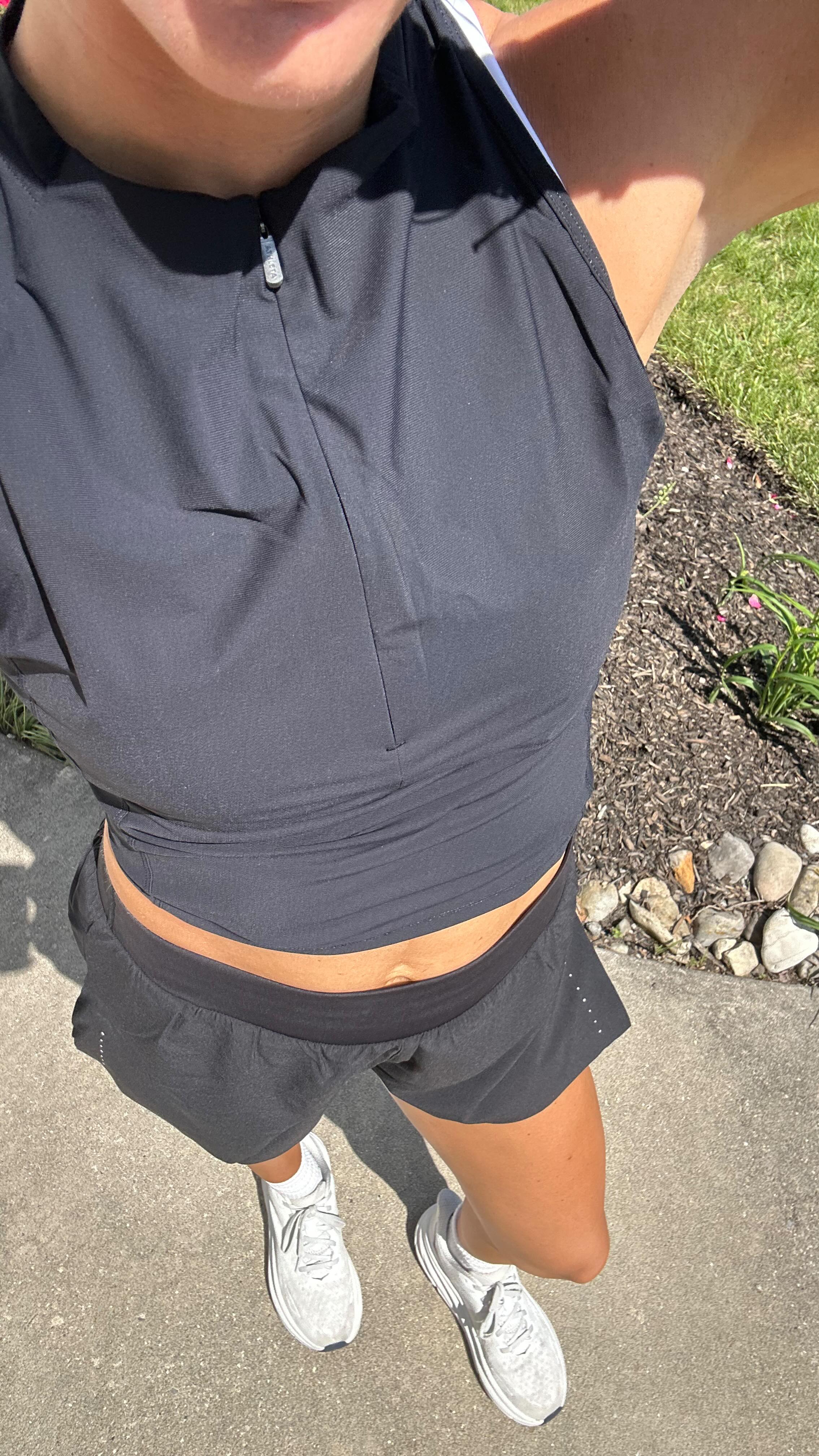Instagram post by @popstar.katie for Athleta. Caption reads: Thanks for helping me run faster and more....