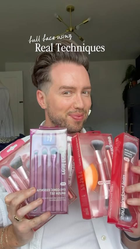 Instagram post by @m.rbeauty for REAL TECHNIQUES. Caption reads: #ad| If you’ve ever stood staring at a wall of....