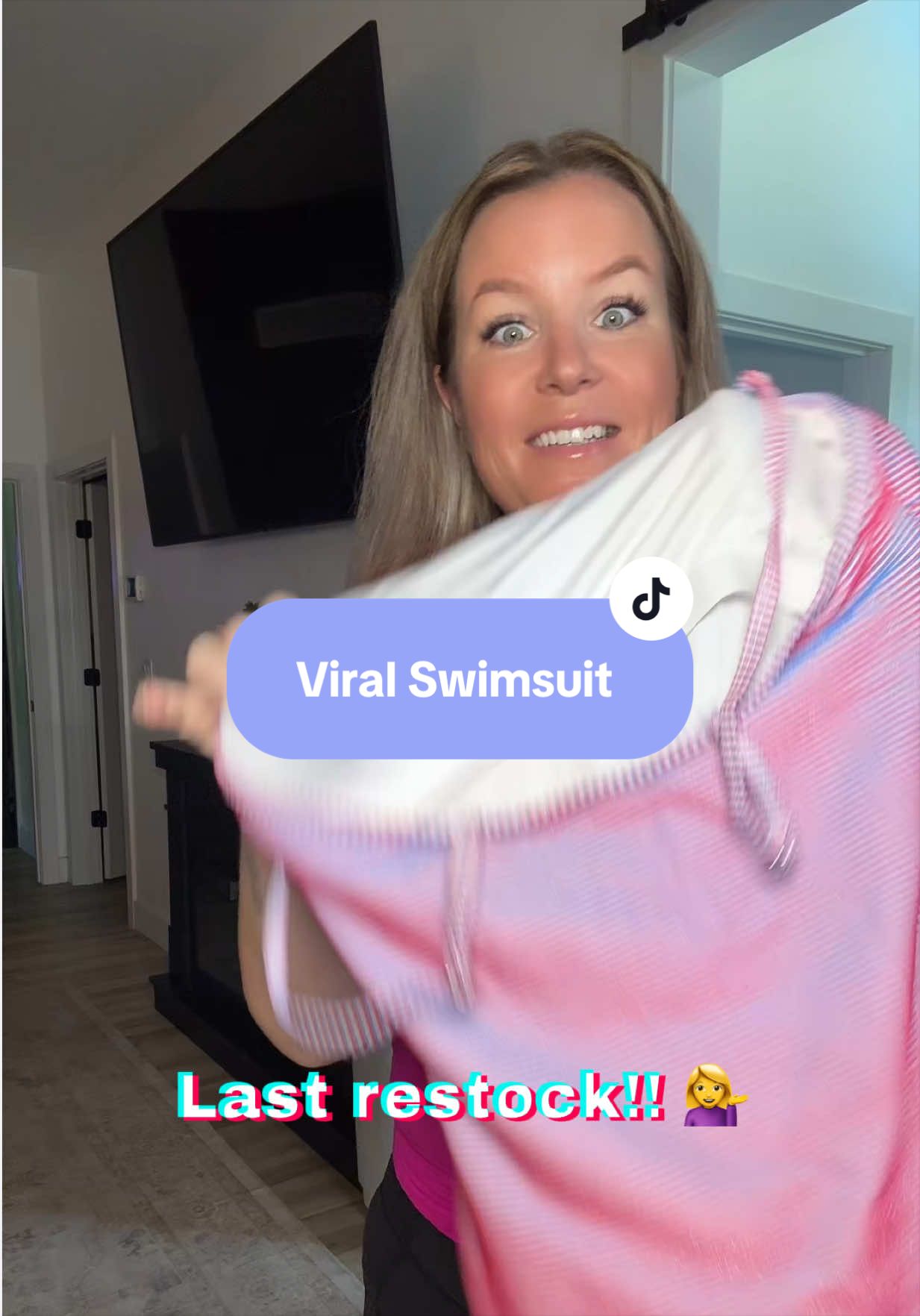 TikTok post by @itslalasturn for Eomenie. Caption reads: [...] #swimsuitcheck #swimsuits #restock @EOMENIE.