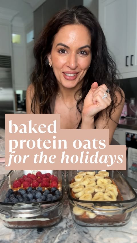 Instagram post by @dr.stephanie.estima for Equip Foods. Caption reads: Swapping my protein shakes for baked protein oats....