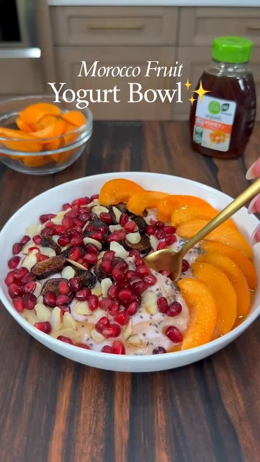 Instagram post by @thesaltycooker for Harris Teeter. Caption reads: Breakfast in Morocco Fruit & Yogurt Bowl Recipe.....
