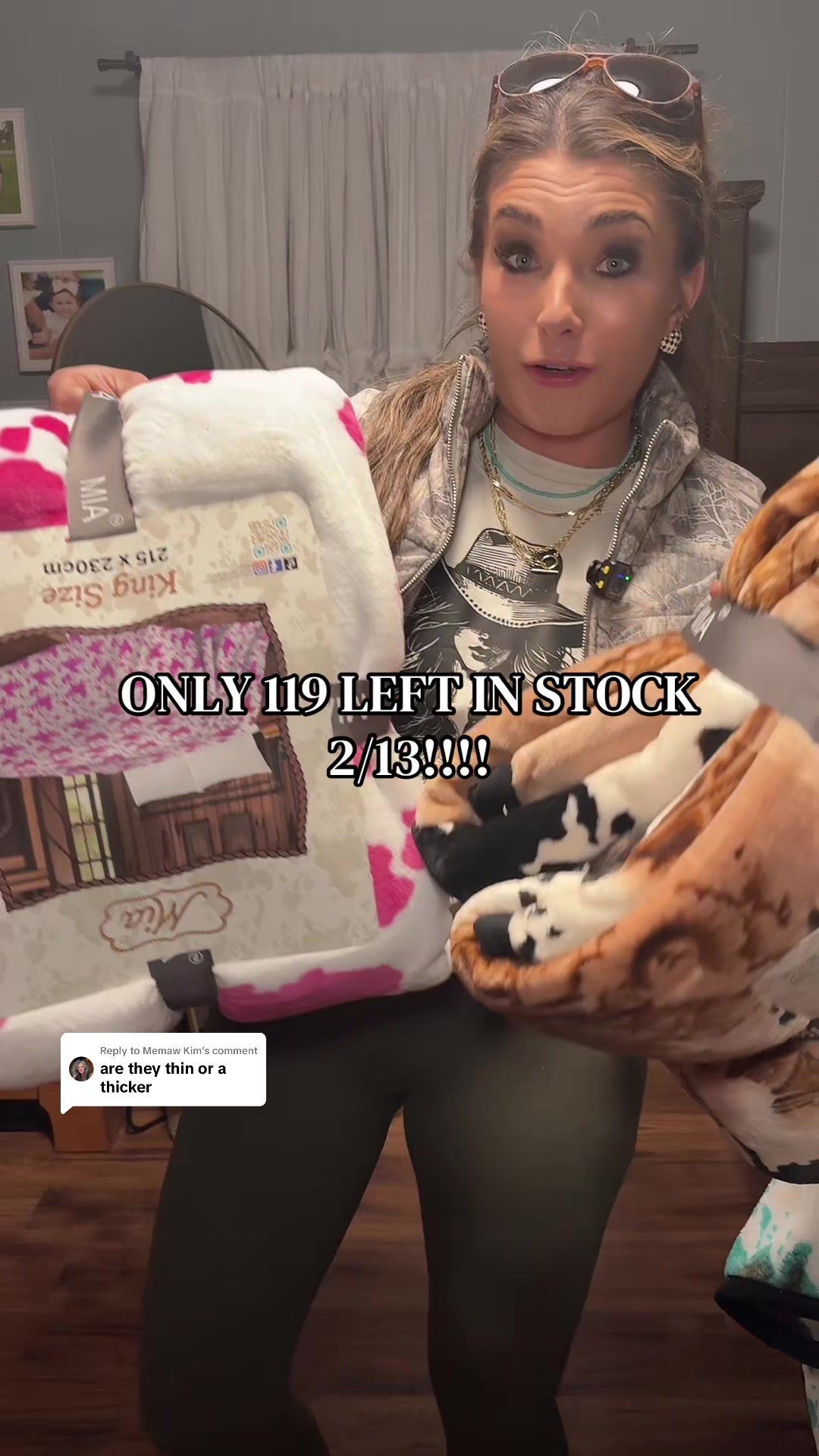 TikTok post by @youseekait_style for Dani Morgans. Caption reads: Replying to @Memaw Kim these blankets are selling....
