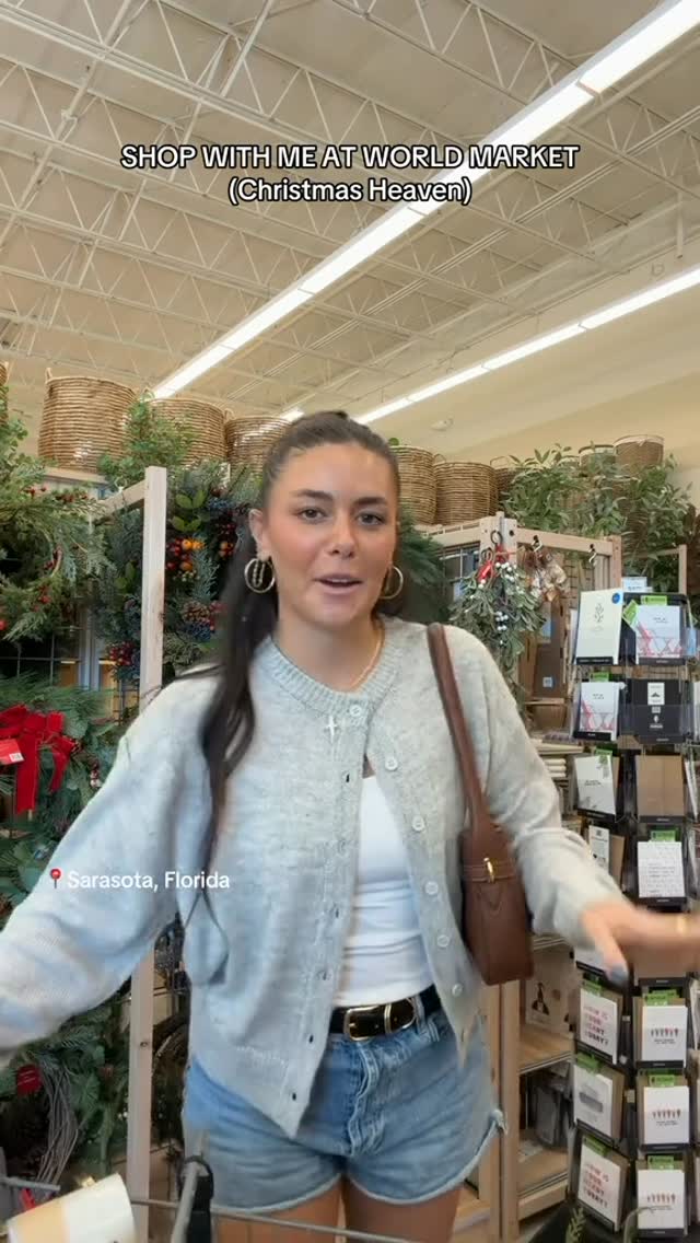 Instagram post by @brooke_lynnmilne for World Market. Caption reads: RUN to @worldmarket for the holiday season! ✨🎄🎁....