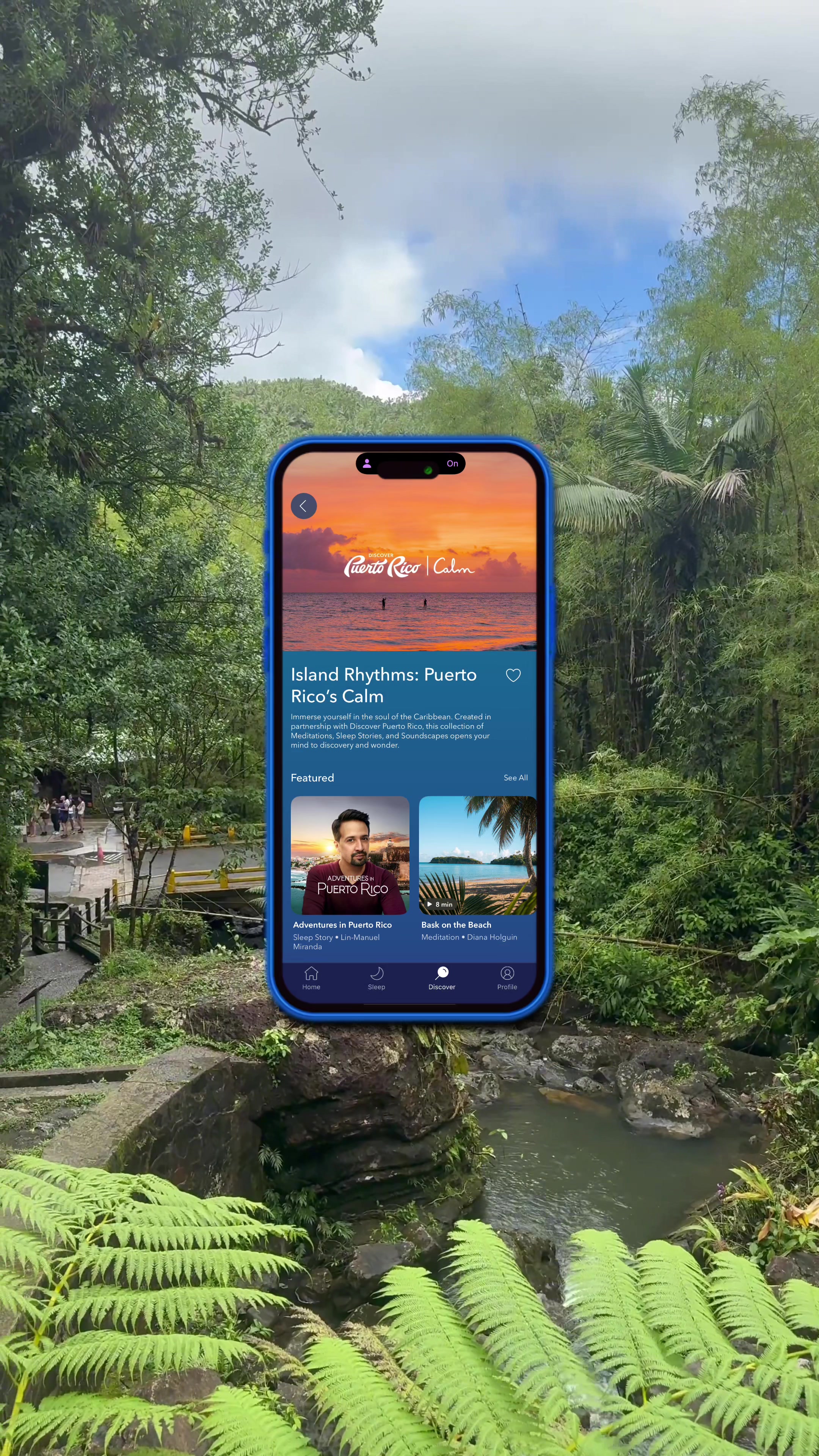 TikTok post by @kaicealea for Calm. Caption reads: [...] With @DiscoverPuertoRico and @Calm, I got to....