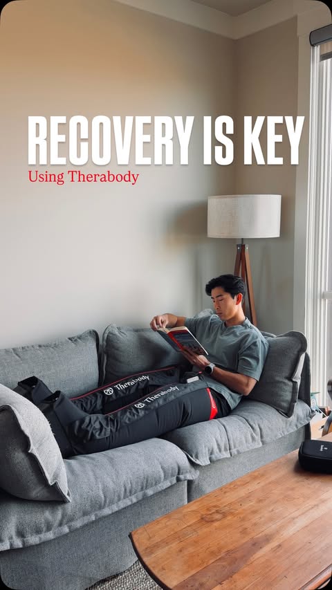 Instagram post by @max_guyer for Therabody. Caption reads: [...] about consistency, and recovery with....