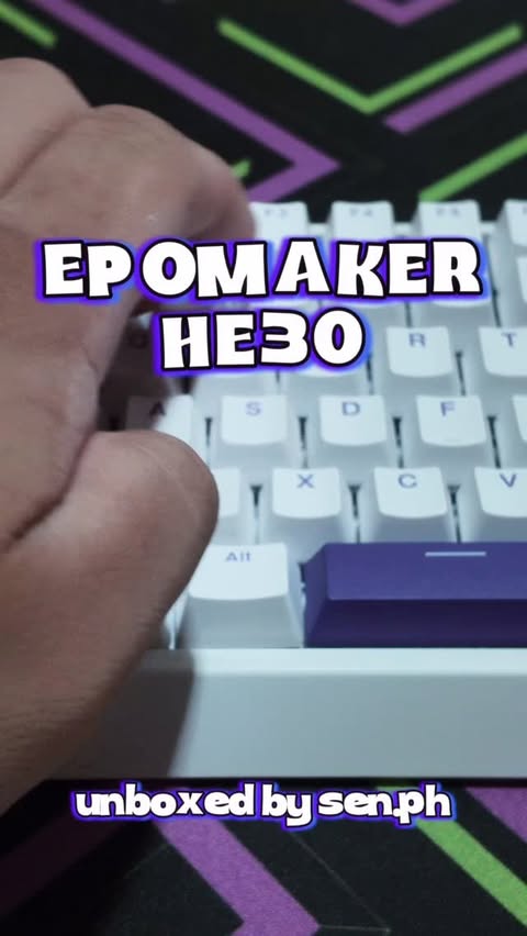 Instagram post by @samuelnarbuada for Epomaker. Caption reads: @EPOMAKERkeyboard HE30 with EPOMAKER Purple [...].