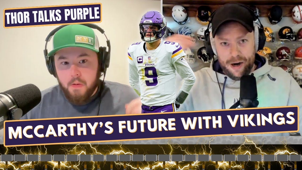 YouTube post by @SKORNorthMN for Underdog Fantasy. Caption reads: JJ McCarthy leaves Minnesota Vikings season....