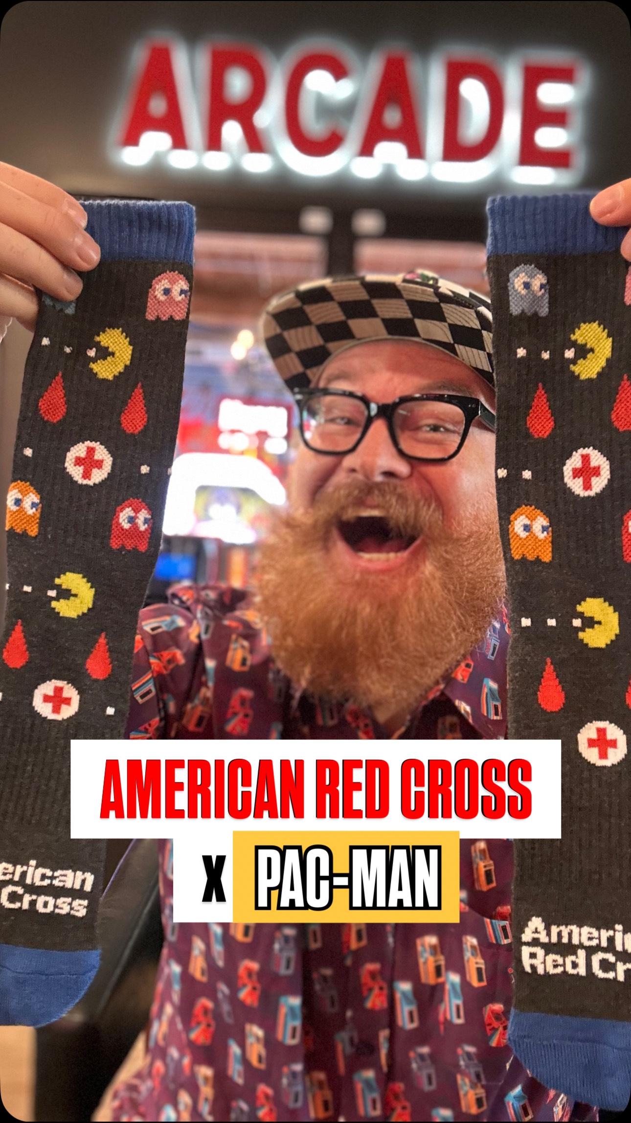 Instagram post by @pizzabeardparty for American Red Cross. Caption reads: [...] of love for @officialpacman. As an....