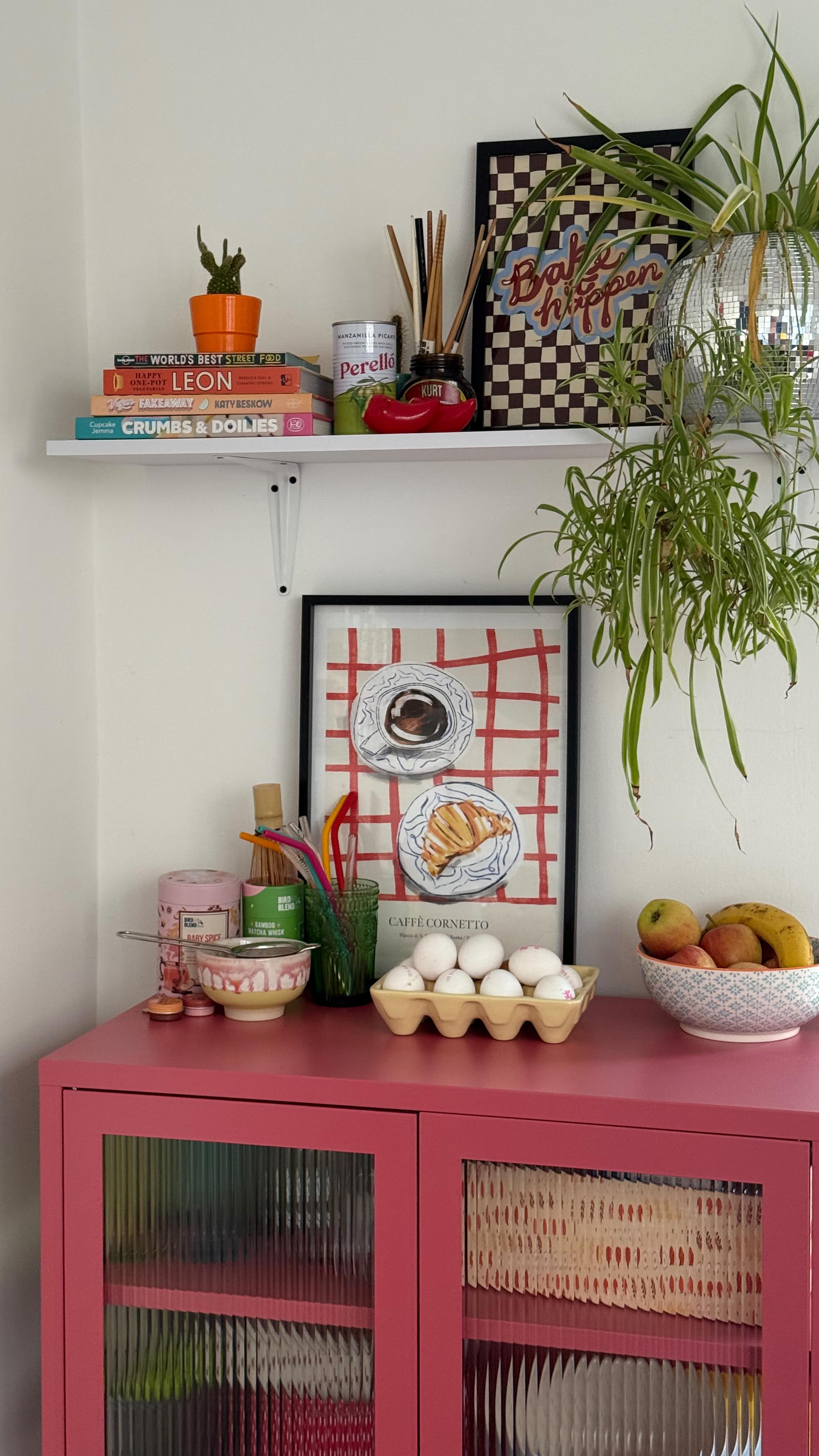 Instagram post by @bethanytrohear for Mustard Made. Caption reads: Our berry mixer cabinet from @mustardmade makes a....