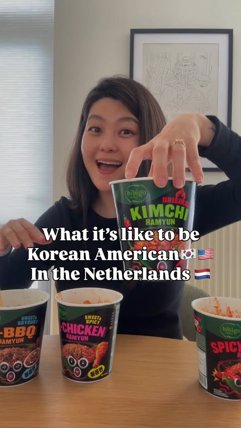 Instagram post by @kimchilifeabroad for Bibigo. Caption reads: [...] in the Netherlands 🇳🇱 while eating....