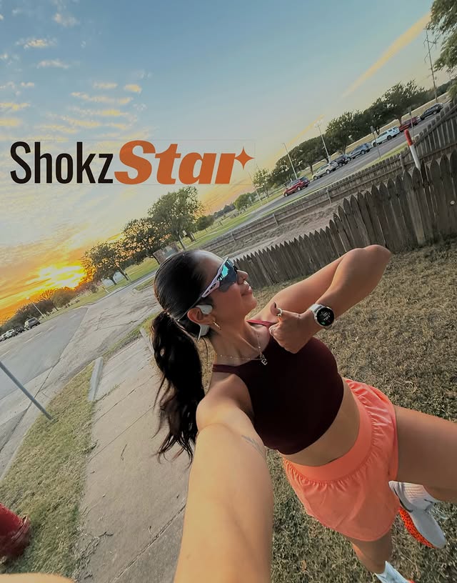 Instagram post by @xabbie.ex for Shokz. Caption reads: [...] to share that I’m officially a 2026....