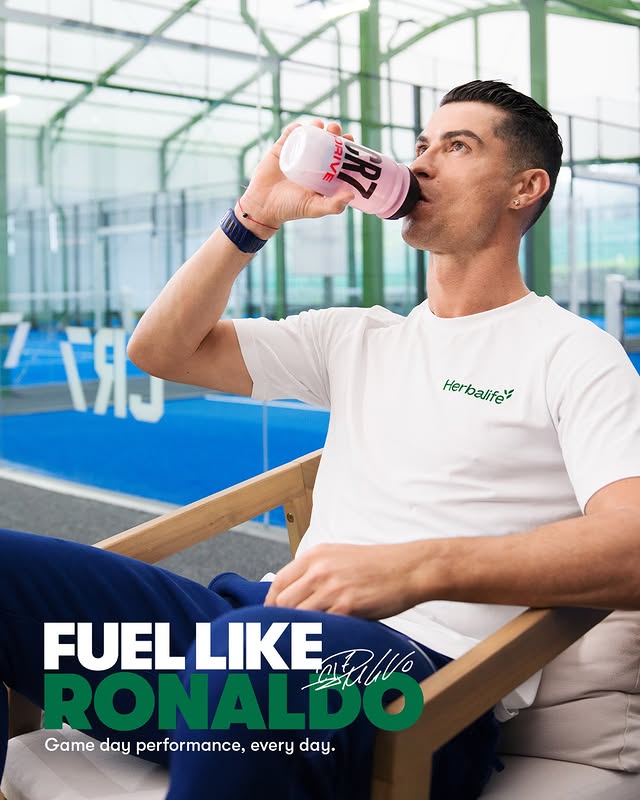 Instagram post by @cristiano for Herbalife. Caption reads: [...] body every day. Proud to partner with....
