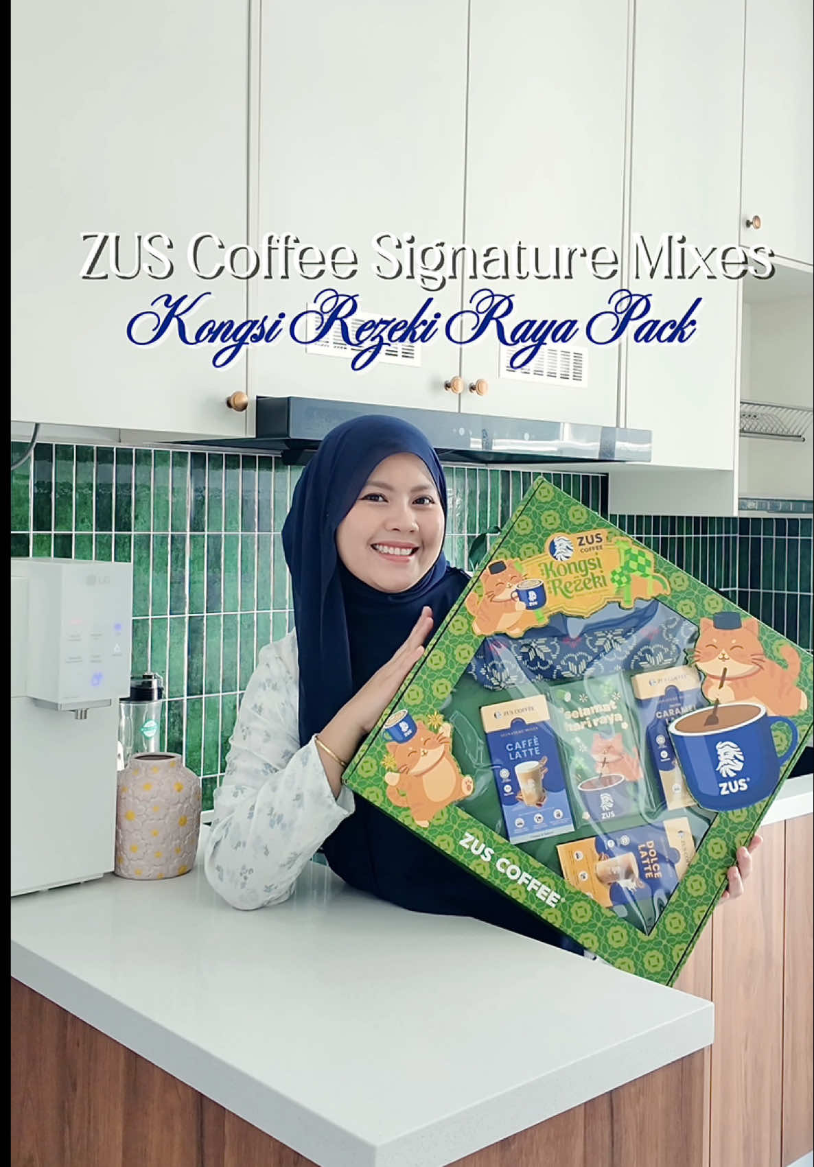 TikTok post by @ezzatulakmma for ZUS COFFEE. Caption reads: [...] – 1 April 2026 (while stock last) @ZUS....