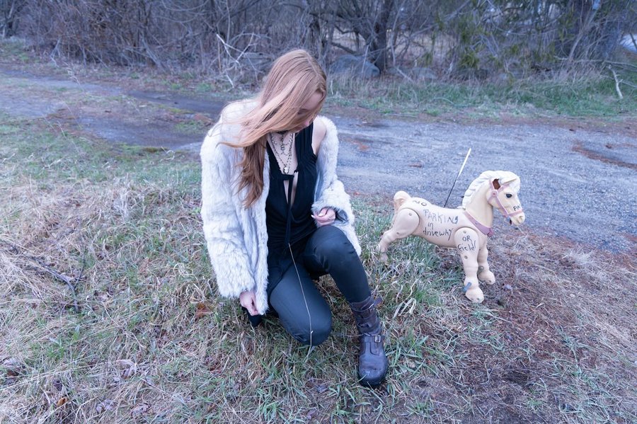 Instagram post by @gingerosepalaza for Jeffrey Campbell Shoes. Caption reads: Me for @jeffreycampbell by @lunacixox.