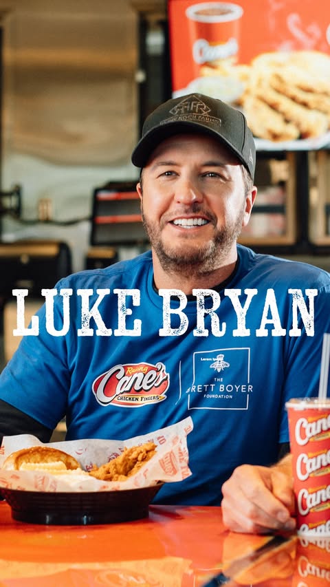 Instagram post by @lukebryan for Raising Cane's. Caption reads: @lukebryan and Raising Cane’s are teaming up to....