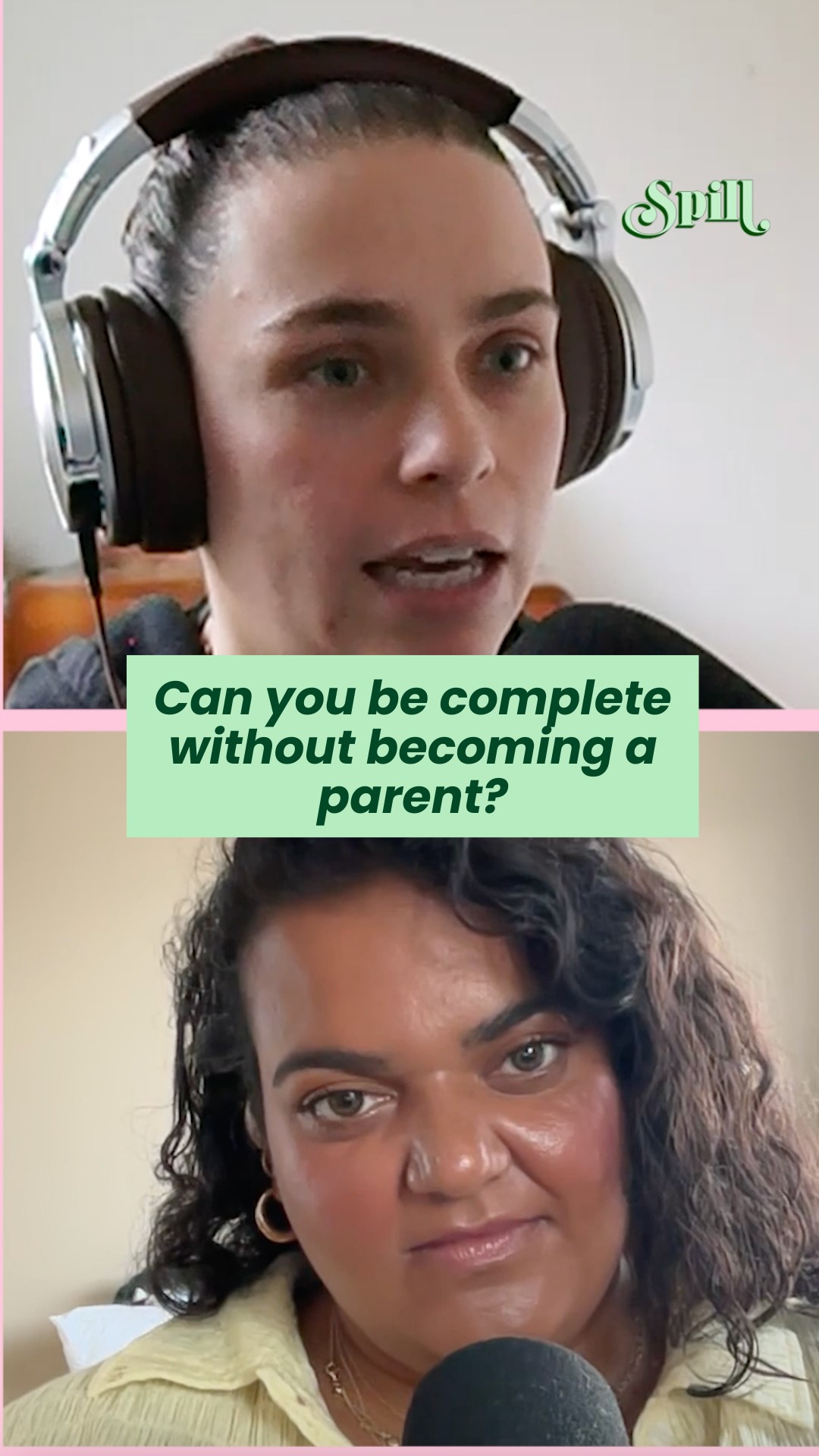 Instagram post by @spill__podcast for Tinder. Caption reads: Your body starts telling you it’s time, but are....