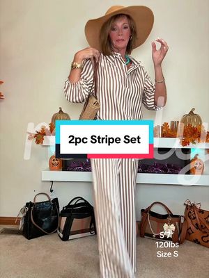 TikTok post by @pattijaustin1224 for Yeokou. Caption reads: [...] #stripeset #vacationoutfits #beachvibes....