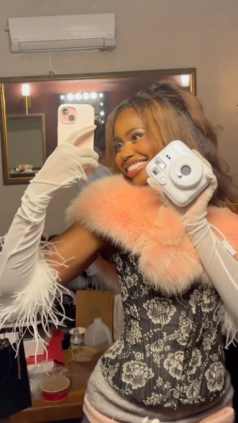 Instagram post by @momoboyd for Fujifilm Instax North America. Caption reads: My first solo headline shows have been....
