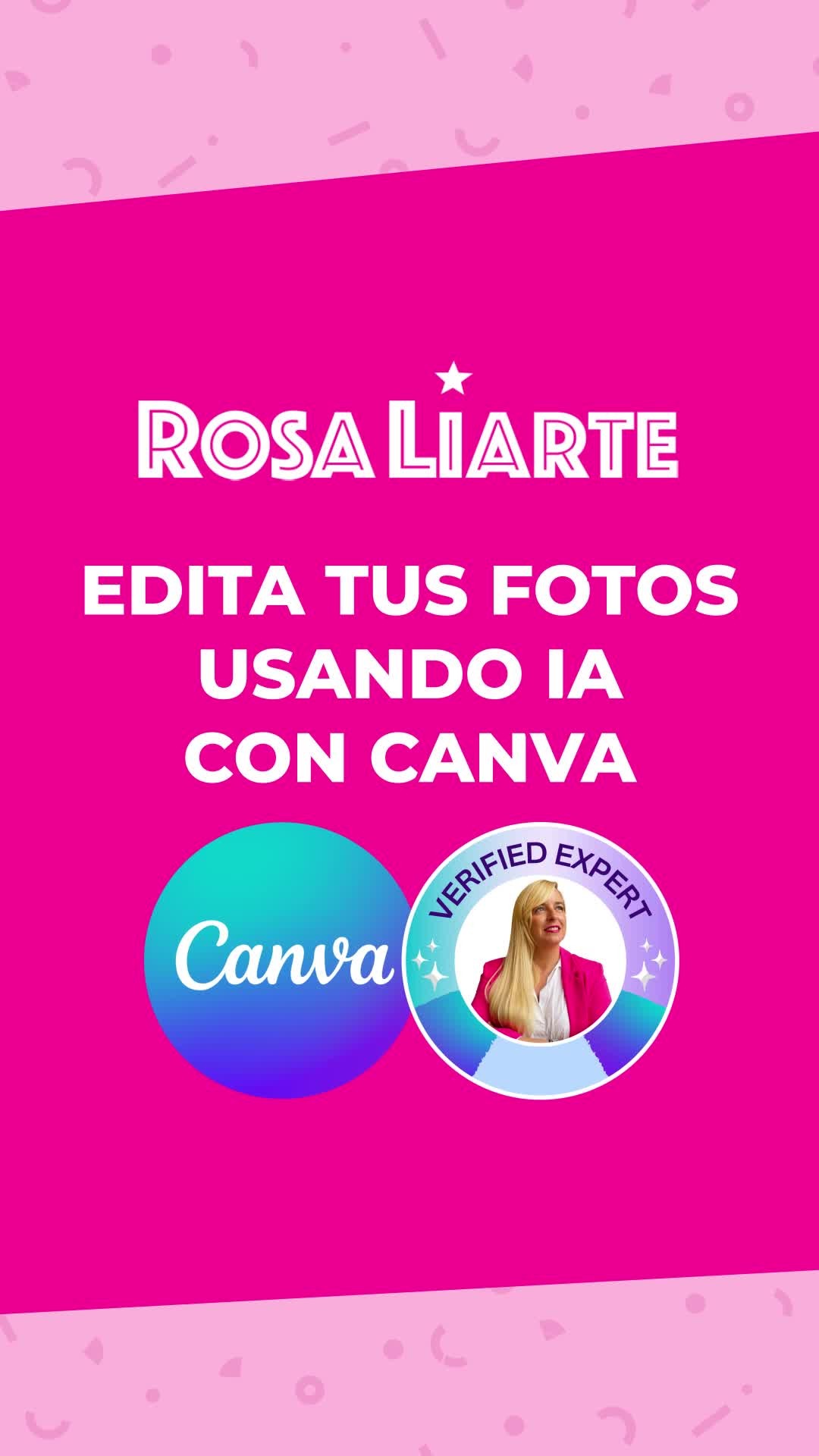 Instagram post by @rosaliarte for Canva. Caption reads: 🤩 Editor de fotos rápido en Canva 💕
⁠
💙....