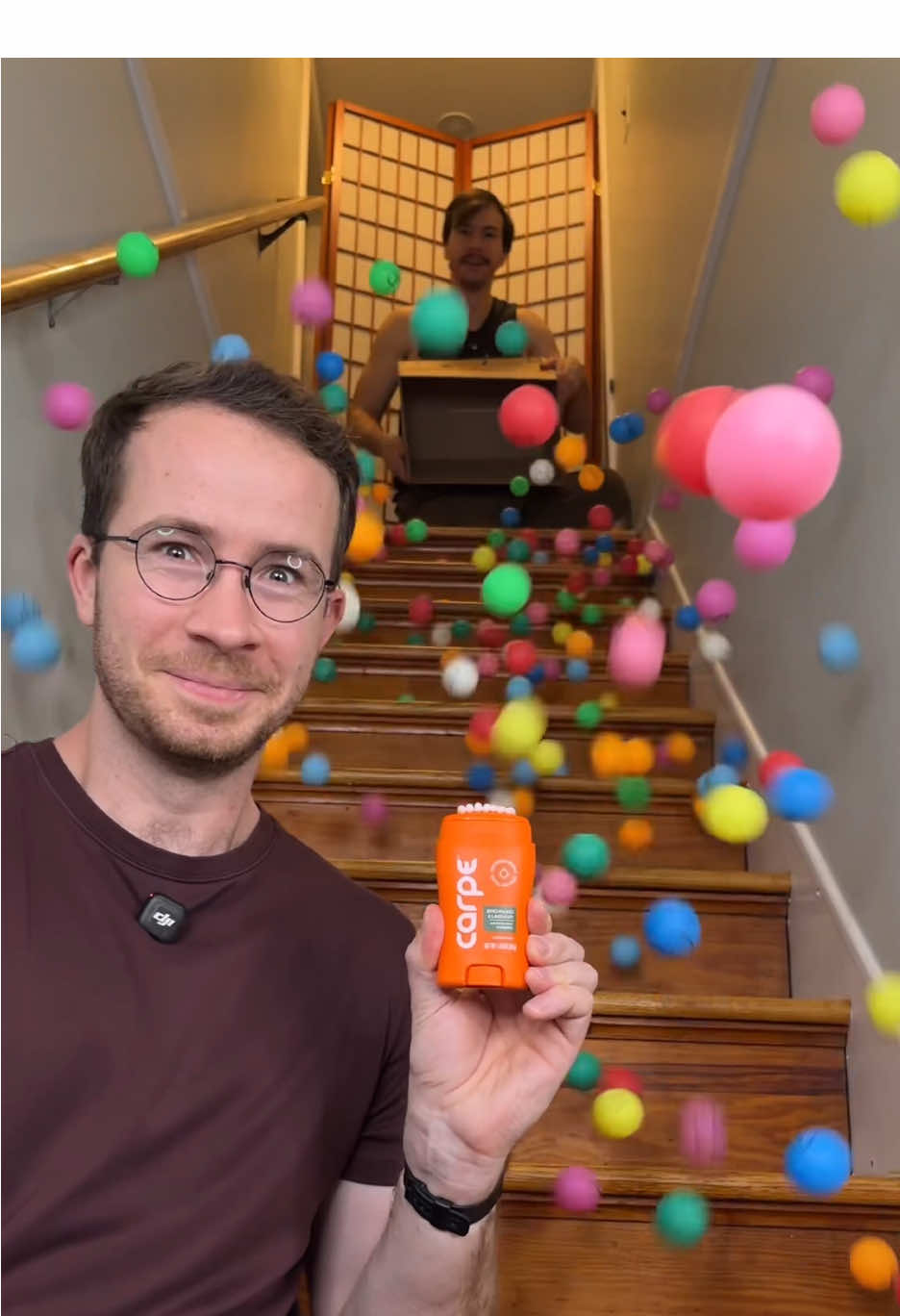 TikTok post by @firstrytrickshot for Carpe. Caption reads: We partnered with @Carpe Whichever numbered ball....