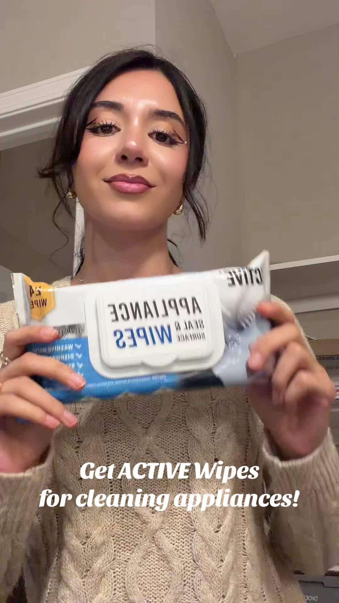 TikTok post by @aisha.rz7 for ACTIVE. Caption reads: Get your @USEACTIVE appliance wipes now!!....