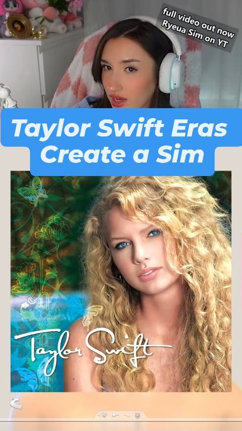 Instagram post by @ryeuasim for The Sims. Caption reads: [...] Sims inspired by Taylor Swift's Eras in The....