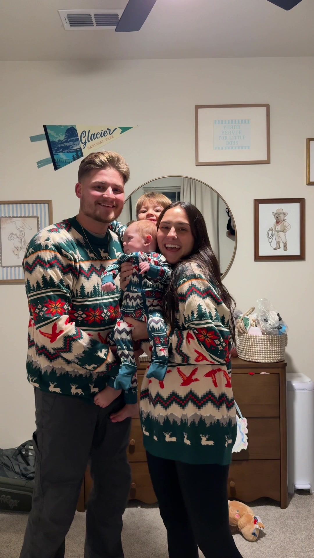 TikTok post by @harleighjohnson_ for BURLEBO. Caption reads: [...] pajamas are still in stock!!🤭❤️🦆🌲....