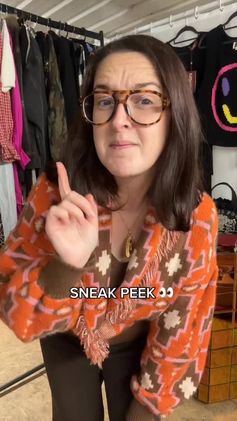 Instagram post by @charity_shop_life for Whatnot. Caption reads: Sneak peek of some of my favourite preloved pieces....