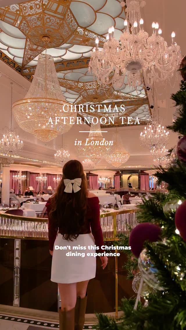 Instagram post by @kelseyinlondon for Harrods. Caption reads: ad The new festive afternoon tea menu at The....