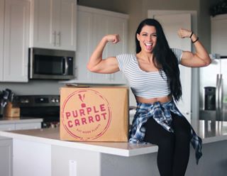 Instagram post by @oliviareneemuller for Purple Carrot. Caption reads: When consuming foods I have ✌🏼factors I focus on!....