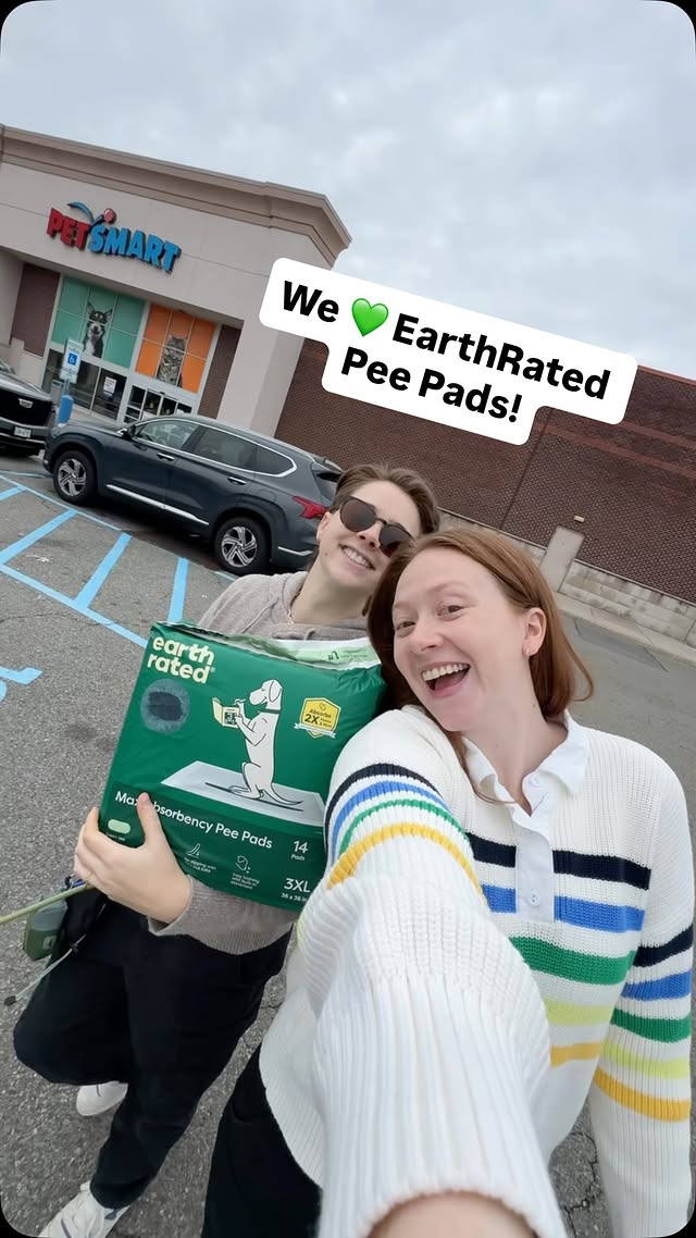 Instagram post by @katieandtatesfostermates for Earth Rated. Caption reads: [...] Kevin finds a toy and we find the new....