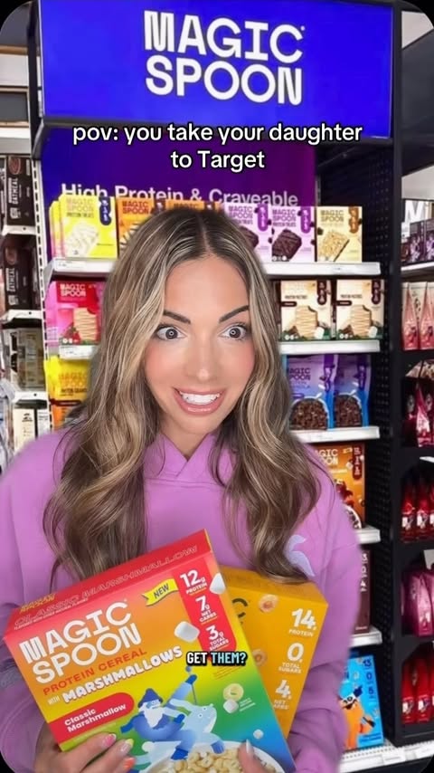 Instagram post by @momlifewithlaura for Magic Spoon. Caption reads: [...] ME FOR SOMETHING 🤣 Obsessed with....