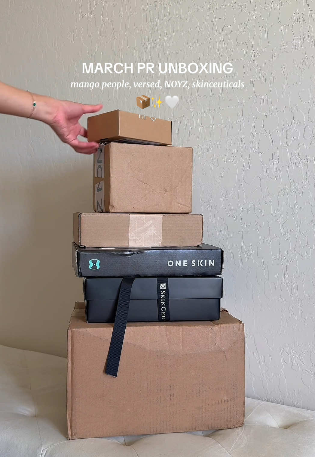 TikTok post by @babynursemeg for Mango People Media. Caption reads: Feeling so spoiled with March’s PR goodies. Thank....