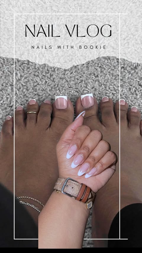 Instagram post by @dyamondniicole for BTArtboxnails. Caption reads: We love a good French nail day , visit the link in....